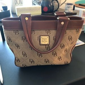 D&B Classic Brown Canvas + Leather Handbag